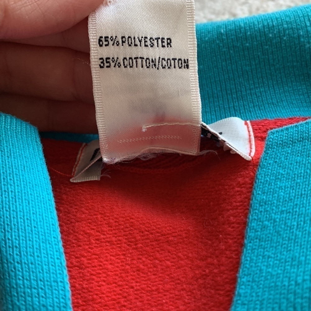 Blast 80s Colorblock Colorful Collared Popover Button up Vintage Sweatshirt Sm - Picture 8 of 8